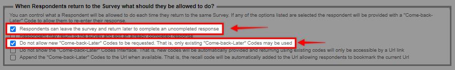 Come-Back-Later Distribution Settings