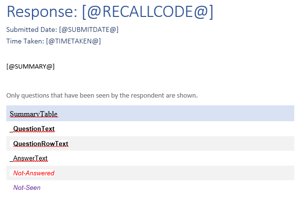 Custom Summary Template