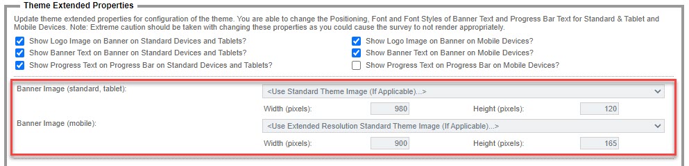 Custom Survey Banner Extended Properties