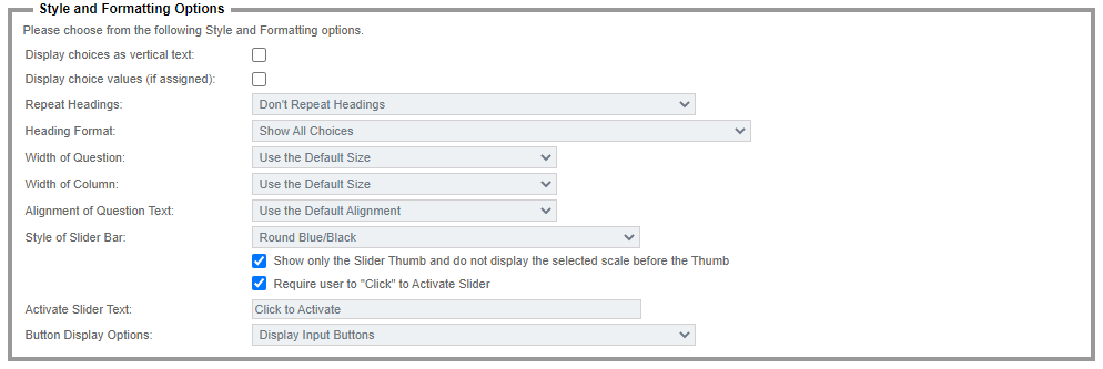 Grid Slider Options