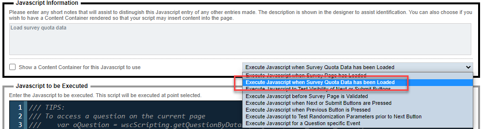 Javascript Load Quota Data