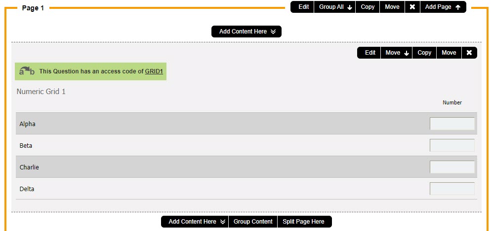 Numeric Grid Choice Link Questions