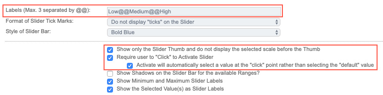 Numeric Slider Options