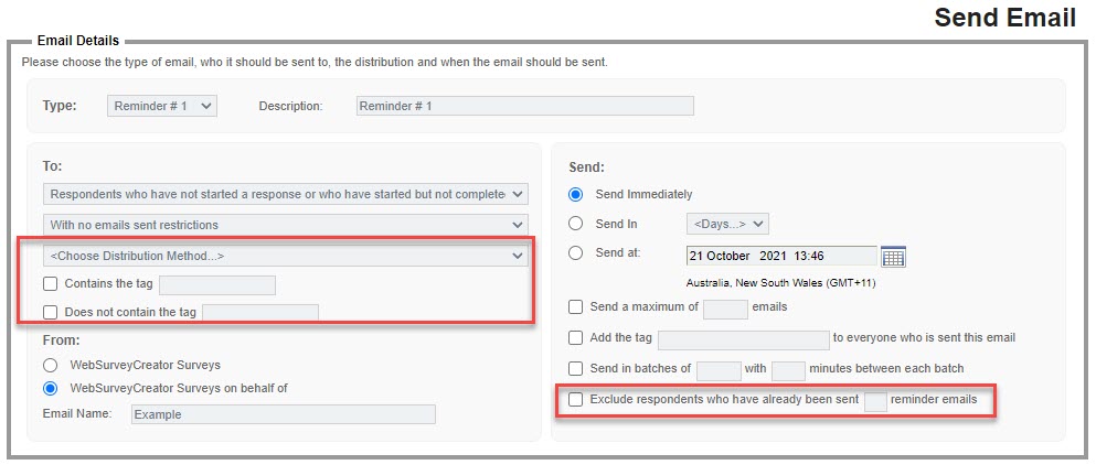 Survey Reminder Email Tags Distribution