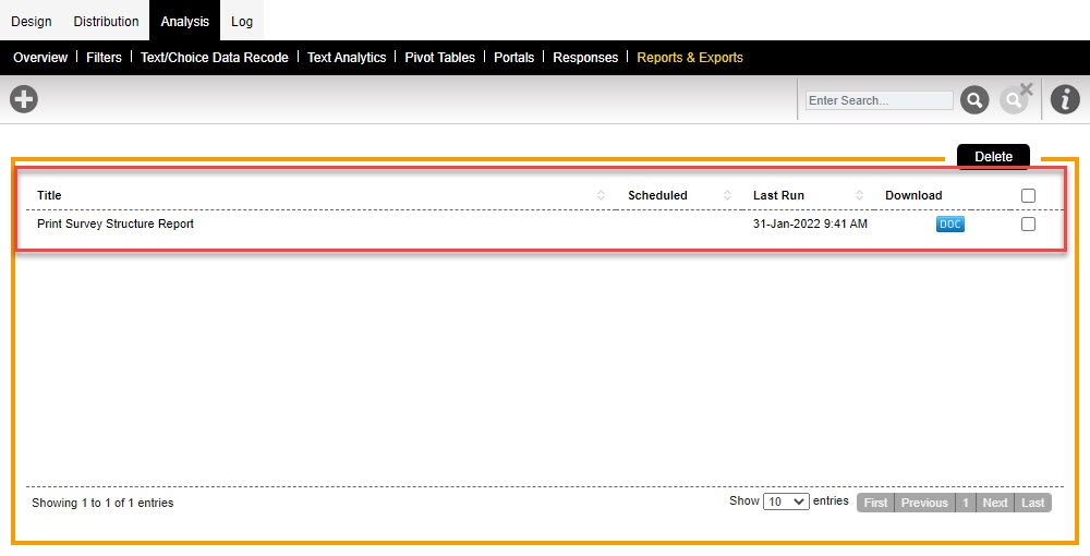 Survey Structure Download Report